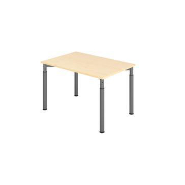 Schreibtisch,HxBxT 680-820x1200x800mm,Platte Ahorn,4-Fuß graphit,Rundrohr