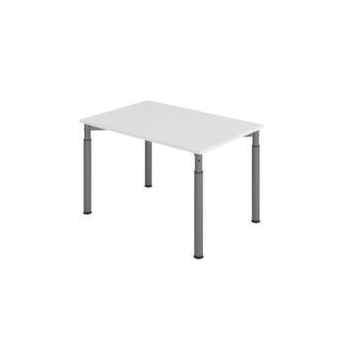 Schreibtisch,HxBxT 680-820x1200x800mm,Platte grau,4-Fuß graphit,Rundrohr