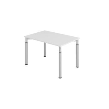 Schreibtisch,HxBxT 680-820x1200x800mm,Platte grau,4-Fuß silber,Rundrohr
