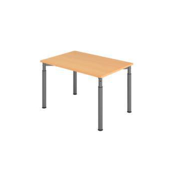 Schreibtisch,HxBxT 680-820x1200x800mm,Platte Buche,4-Fuß graphit,Rundrohr