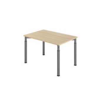 Schreibtisch,HxBxT 680-820x1200x800mm,Platte Eiche,4-Fuß graphit,Rundrohr