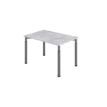 Schreibtisch,HxBxT 680-820x1200x800mm,Platte Beton,4-Fuß graphit,Rundrohr