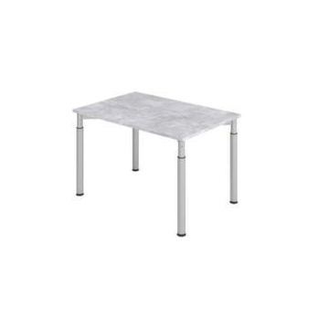 Schreibtisch,HxBxT 680-820x1200x800mm,Platte Beton,4-Fuß silber,Rundrohr