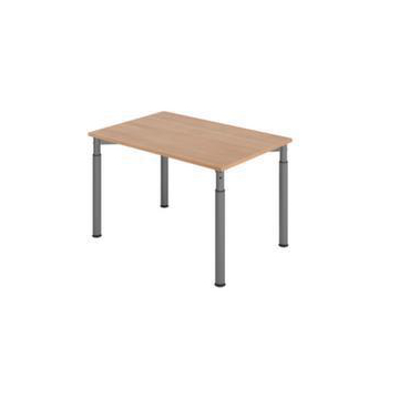 Schreibtisch, HxBxT 680-820x1200x800mm, Platte Nussbaum, 4-Fuß graphit