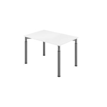 Schreibtisch,HxBxT 680-820x1200x800mm,Platte weiß,4-Fuß graphit,Rundrohr