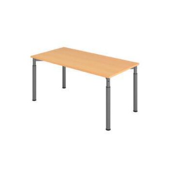 Schreibtisch,HxBxT 680-820x1600x800mm,Platte Buche,4-Fuß graphit,Rundrohr