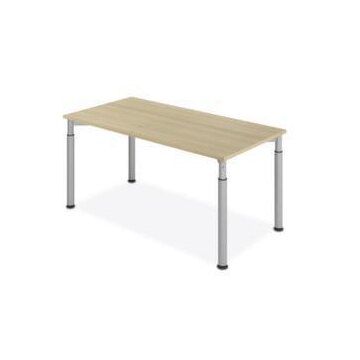Schreibtisch,HxBxT 680-820x1600x800mm,Platte Eiche,4-Fuß silber,Rundrohr