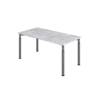 Schreibtisch,HxBxT 680-820x1600x800mm,Platte Beton,4-Fuß graphit,Rundrohr