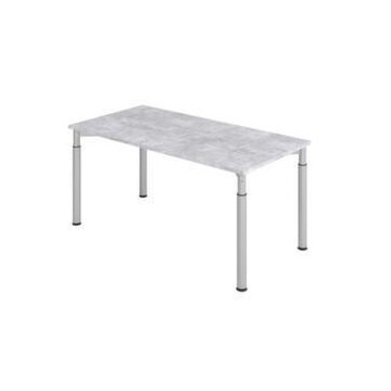 Schreibtisch,HxBxT 680-820x1600x800mm,Platte Beton,4-Fuß silber,Rundrohr