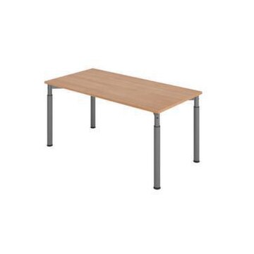 Schreibtisch, HxBxT 680-820x1600x800mm, Platte Nussbaum, 4-Fuß graphit