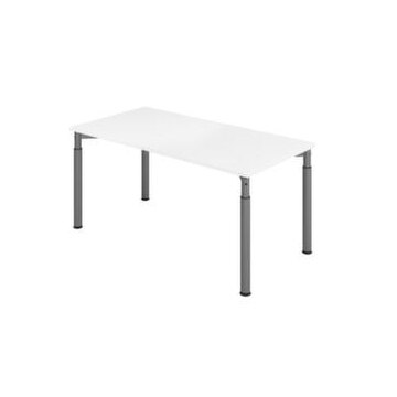 Schreibtisch,HxBxT 680-820x1600x800mm,Platte weiß,4-Fuß graphit,Rundrohr