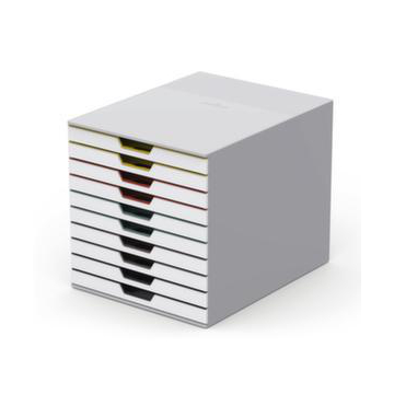 Schubladenbox, 10xDIN A4/DIN C4/Folio, HxBxT 292x280x356mm, ABS, weiß