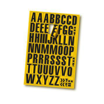 Regalfeldmagnet,Buchstaben A-Z,H 43mm,Magnetfolie,gelb/schwarz