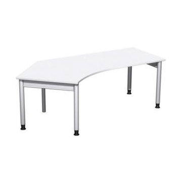 Höhenverstellbarer Winkel-Schreibtisch, Dekor weiß