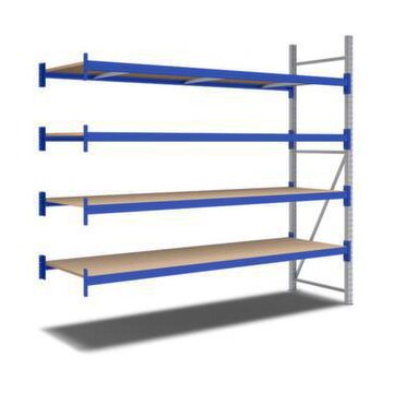 Weitspannregal,Anbaufeld,HxBxT 2500x2760x800mm,Fachl. 500kg,4xHolzboden