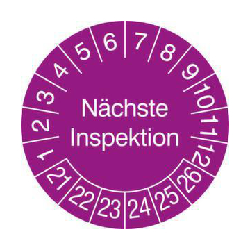 Prüfplakette,nächste Inspektion,Aufkleber,Ø 30mm,Jahresfarbe 2021-violett
