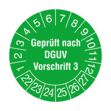 Prüfplakette,Geprüft nach DGUV V3,Aufkleber,Ø 30mm,Jahresfarbe 2022 grün