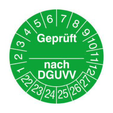Prüfplakette,Geprüft nach DGUV,Aufkleber,Ø 30mm,Jahresfarbe 2022 grün