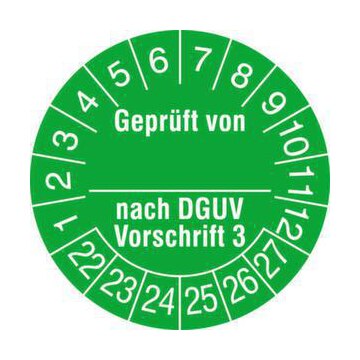 Prüfplakette,geprüft von/nach DGUV V3,Aufkleber,Jahresfarbe 2022 grün