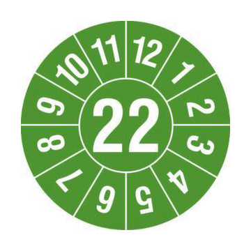 Prüfplakette,Monat (Typ 2),Aufkleber,Jahresfarbe,Jahresfarbe 2022 grün