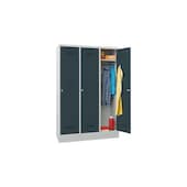 Abteilschrank, HxBxT 1850x1200x500mm, 3 Abt., RAL7035, Front RAL7016