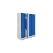 Abteilschrank, HxBxT 1850x1200x500mm, 4 Abt., RAL7035, Front RAL5010