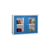 Wandschrank, HxBxT 600x800x300mm, Sichtfenstertür, RAL7035, Front RAL5012