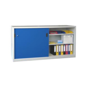 Schiebetürenschrank, HxBxT 1000x2000x600mm, RAL7035, Front RAL5010