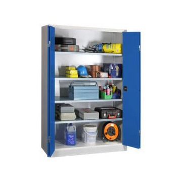 Großraum-Falttürenschrank, HxBxT 1950x1200x600mm, RAL7035, Front RAL5010