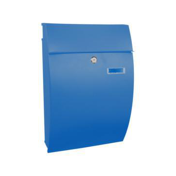 Wandbriefkasten,Stahl,blau,HxBxT 480x322x155mm,Einwurf/Entnahme vorne