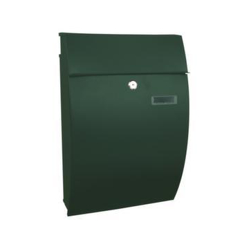 Wandbriefkasten,Stahl,grün,HxBxT 480x322x155mm,Einwurf/Entnahme vorne