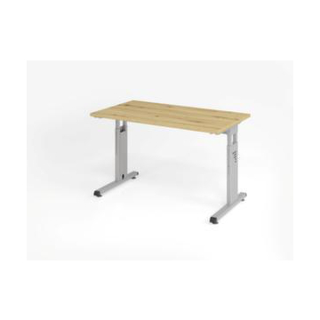 Schreibtisch, HxBxT 650-850x1200x670mm, Platte Eiche, C-Fuß silber