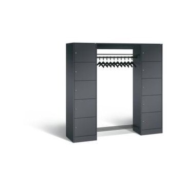 Schließfach-Garderobe,HxBxT 1950x1870x480mm,Korpus RAL7021,Front RAL3003