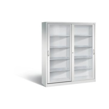Sichtfenster-Schiebetürenschrank, Korpus RAL7035, Front RAL7035