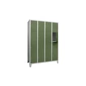 Schließfachschrank,HxBxT 1850x1200x500mm,4x4 Fächer,RAL7035,Front RAL6011