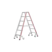 Rollbare Stufenleiter,beidseitig,2x5 Stufen,Stand H 0,69m,Holm L 1,3m,Alu