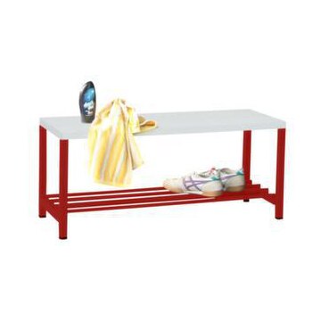 Umkleidebank,HxLxT 430x1000x370mm,Kunststoffleisten weiß,Gestell RAL3000