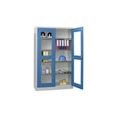 Sichtfensterschrank, HxBxT 1950x1200x400mm, RAL7035, Front RAL5012