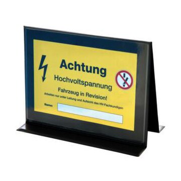 Hinweiskarte, DIN A4, quer, Hochvoltspannung, laminiert, schwarz/gelb