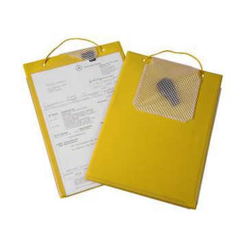 Auftragsmappe, m. Kordel, Schlüsselfach, f. DIN A4, hochfeste Folie, gelb