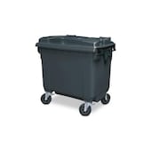 Müllcontainer,660l,Korpus HDPE grau,HxBxT 1165x1265x775mm,4 Lenkrollen