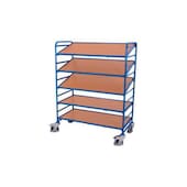 Etagenwagen,Tragl. 250kg,5 Etage(n),Holzplatte,neigbar,m. leer,Euronorm