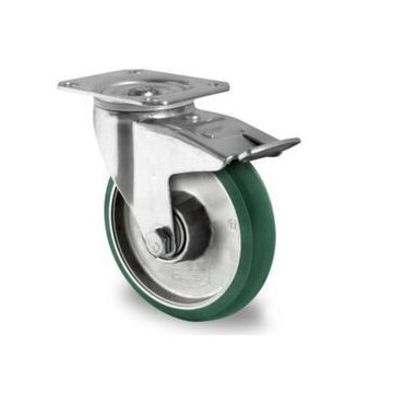 Lenkrolle m. Total-Feststeller, Tragl. 250kg, Ø 100mm, Naben L 40mm