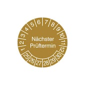 Prüfplakette, nächste Prüfung, Aufkleber, Ø 30mm, Jahresfarbe 2025-gold