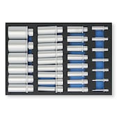 Hartschaumeinlage mit Steckschlüsseleinsätzentief 1/4”, 3/8”, 1/2”