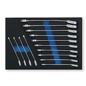 Hartschaumeinlage mit Kombi-Ratschenschlüsselsatz mit Stoppkappe 1 F