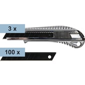 3 x Cutter Alu AK + 100 Klingen schwarz