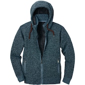 Kapuzen-Strickjacke blau-meliert
