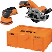 Akku-Exzenterschleifer A-EX BL 12 V + Akku-Handkreissäge A-HKS 12 V