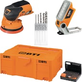 Akku-Exzenterschleifer A-EX BL 12 V + 12 V Set Bohrer-Set - Bit - LED Lampe